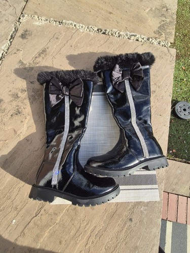 Girls black patent knee - girls,