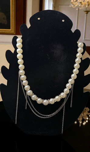 White faux pearl beaded - white,