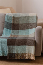 Ambiance Home Chenille Woven Bedspread Throw 150x190cm Beige Duck Egg Aqua Blue