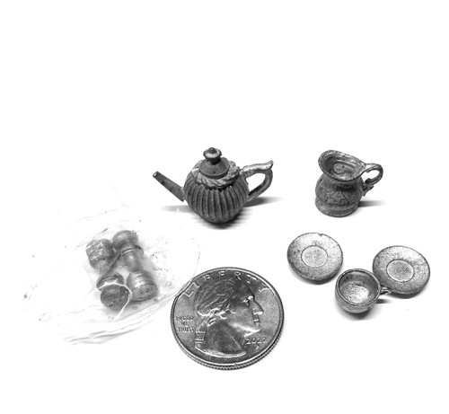 Pewter dollhouse accessories - pewter,