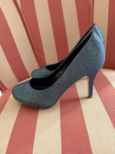 JM Diamant Blue Glitter High Heels Size 40 UK 7 Sparkly Party Shoes