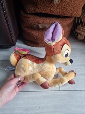 Disney Store Cute Bambi Soft Plush Toy With Butterfly On Tail
