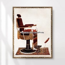 Antique Victorian Men's Barber Shop Chair Art Print Poster Wall Picture Decor XL