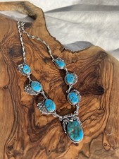 Silver Turquoise Navajo Necklace Native American Jewellery