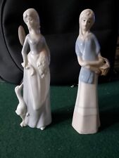 Pair Of Vintage Ceramic China Kitchen Maid Serving Girl Ornaments Approx 21cm