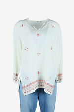Vintage Embroidered Blouse Hippie Gypsy Tunic Top 90s White Size M - LB363