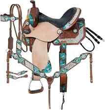 Leather Western Barrel Horse Tack Saddle With Set & All Size Available.