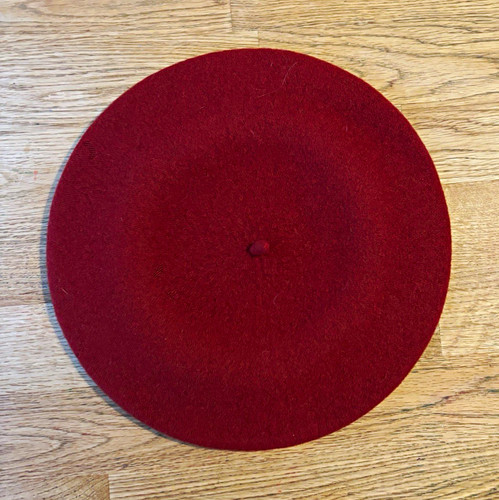 Women red felt beret hat - felt,