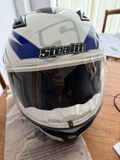 Stealth Blue Full Face Crash Helmet Light Carbon Fiber Shell Karting or MBike.