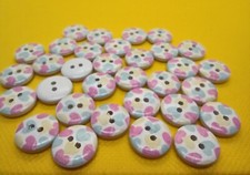 6 Wooden Buttons Pastel