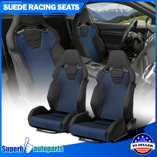 Pair racing seats black - racing, suede
