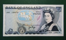 1971 PAGE Bank of England Five Pound £5 Note - B332  J33 126073  Crisp EF