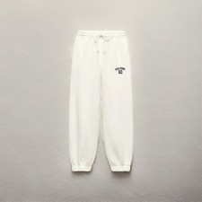 Zara Varsity Plush White Joggers tracksuit bottoms BNWOT - S(8/10) paid  27.99 