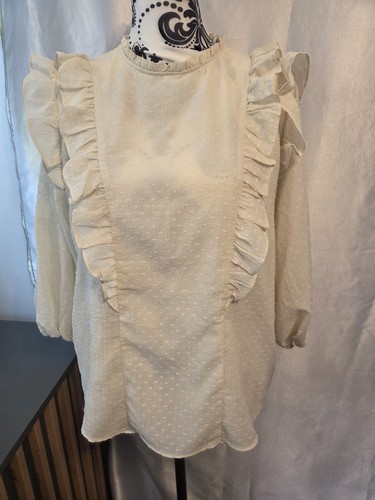 Cream dobby spot ruffle - dobby,