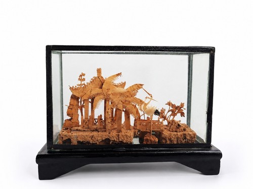 Miniature chinese cork carved - cork,