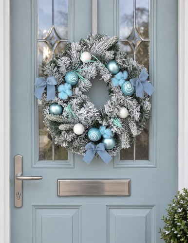 Christmas door wreath blue - christmas,