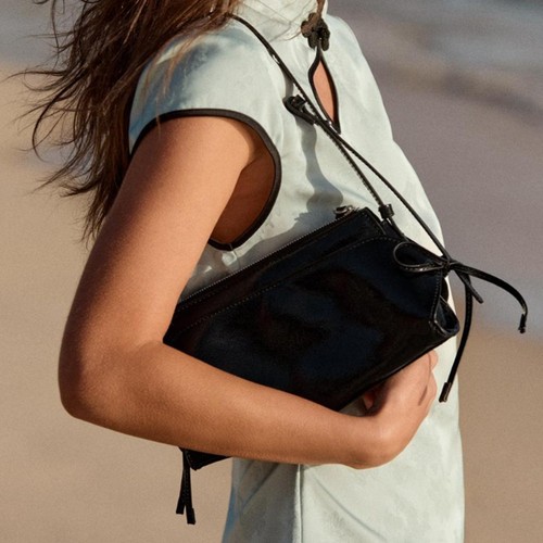 Zara ribbon shoulder - bag, black
