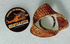 Vintage Scarf Clip ,gold Tone With Gold/orange Rhinestones Lovely Large Design