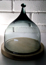 MCM HADELAND NORWAY SMOKED BLACK GLASS CHEESE DOME WOODEN BOARD Benny Motzfeldt