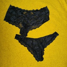 Two Pairs Black Lacy Knickers