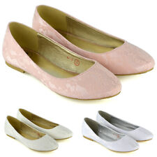 Womens Wedding Flat Shoes Ladies Lace Slip On Bridesmaid Pumps Shoes Size 3-9