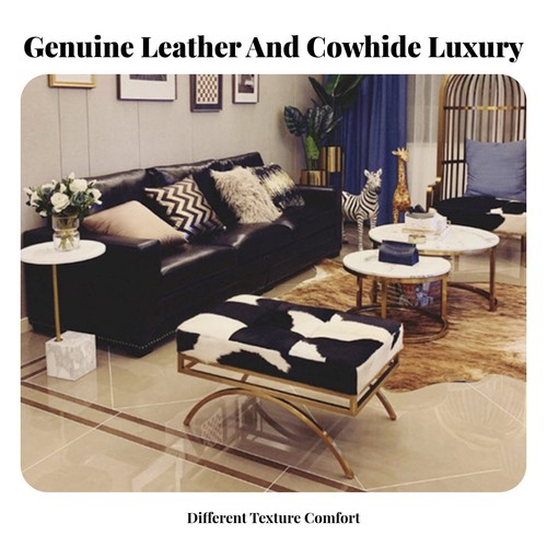 Square cowhide pouf - square,