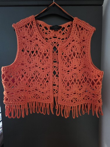 Zara orange macrame cropped - zara,