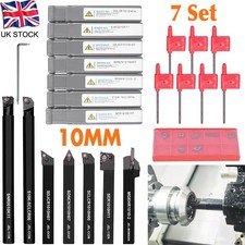 Lathe Turning Tool Sets, 10mm Shank Metal Lathe Cutting Tools 7 Set for Grooving