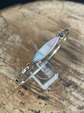 Truth PK 925 Sterling Silver Bangle Mother of Pearl Hallmarked Stylish Cuff 7.9g