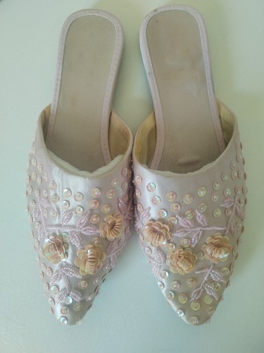 Pink sequin slip flat - sequin,