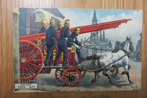 Fire engine postcard - ,