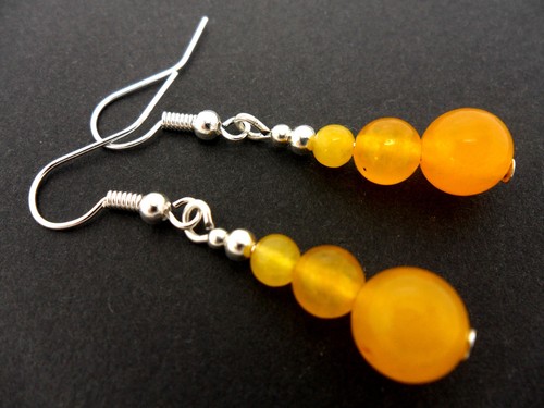 Pair yellow jade - yellow, dangly