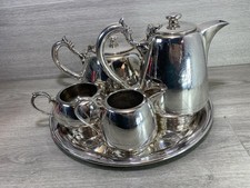Quality Walker & Hall 5 Piece Silver Plate EPNS Tea Set B MONOGRAM