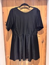 High Neck Low Back, With Sleeves Black Swim Dress, Size 4XL /20. Never Been Worn