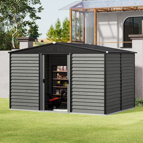 12x8ft steel apex garden shed - steel,