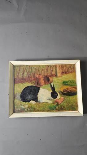 Vintage painting rabbit - painting, a
