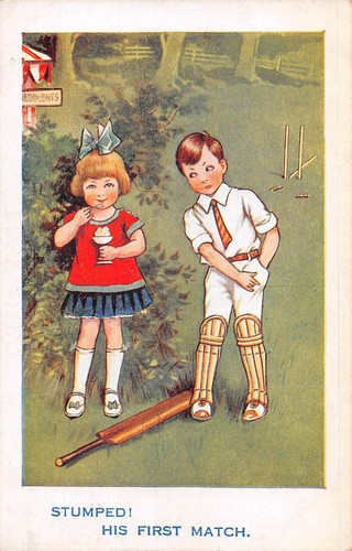 Postcard children cricket - postcard,