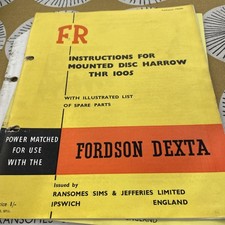 Vintage Fordson Dexta Mounted disc harrow 1005 by Ransomes  instructions /parts