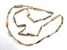 Long Vintage Striped Polished Agate Necklace (StM)