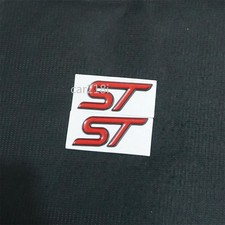 2x ST Black Red Matte Small Metal Badge Emblem Decal Sticker Vehicle Sport Turbo