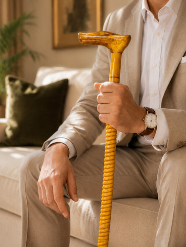 Handmade wooden walking stick - wooden,
