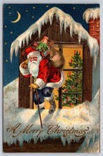 Santa Claus in Red Coat & Blue