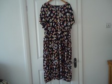 STUNNING  COTTON TRADERS BLACK /PEACH/LEMON DRESS SIZE 22 BNWOT