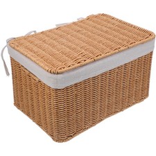  Small Wicker Basket with Lid Storage Blankets Decorative Boxes Lids