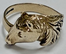 “Vintage 9ct Yellow Gold Horse’s Head & Mane Ring”