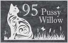 Personalised cat slate door