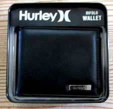 MENS HURLEY BLACK BIFOLD WALLET W/ TIN GIFT BOX