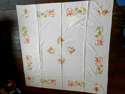 Vintage tablecloth hand - tablecloth,