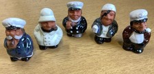 5 Pottery Captain, Sailor & Fisherman Figure Set Vintage 2.5 Inch