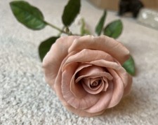 Handmade Lifelike Rose Cold Porcelain Polymer Clay Hyper Realistic Flower Decor